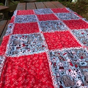 Rag Quilt throw in dog lover prints, made by Farmhouse & Wood / 3 layer flannel